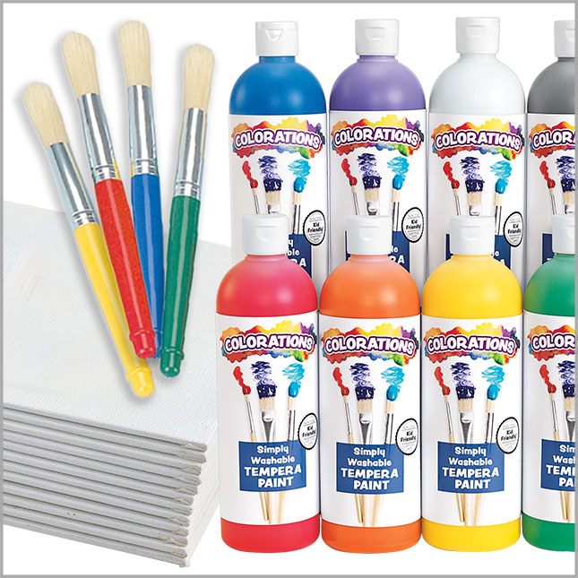 Lot Of 6 Colorations Simply Washable Tempera Paint Rainbow Plus 16 Oz Each