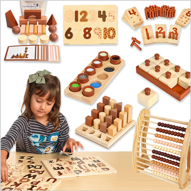 Excellerations® Wooden Shapes and Numbers Puzzles Natural - Set of 2